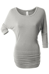Niobe Clothing 3/4 Sleeve Dolman Top with Side Shirring - Tunics