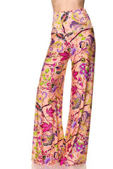 Niobe Clothing High Waist Fold Over Wide Leg Palazzo Pants (Peach Me Blossom) - pants
