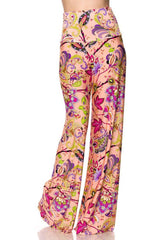 Niobe Clothing High Waist Fold Over Wide Leg Palazzo Pants (Peach Me Blossom) - pants