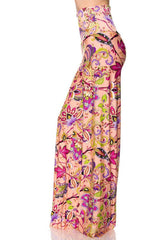 Niobe Clothing High Waist Fold Over Wide Leg Palazzo Pants (Peach Me Blossom) - pants