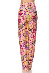 Niobe Clothing High Waist Fold Over Wide Leg Palazzo Pants (Peach Me Blossom) - pants