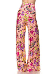Niobe Clothing High Waist Fold Over Wide Leg Palazzo Pants (Peach Me Blossom) - pants