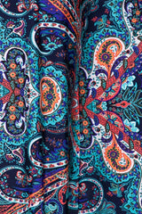 Niobe Clothing High Waist Fold Over Wide Leg Gaucho Palazzo Pants (Navy Multicolor) - pants