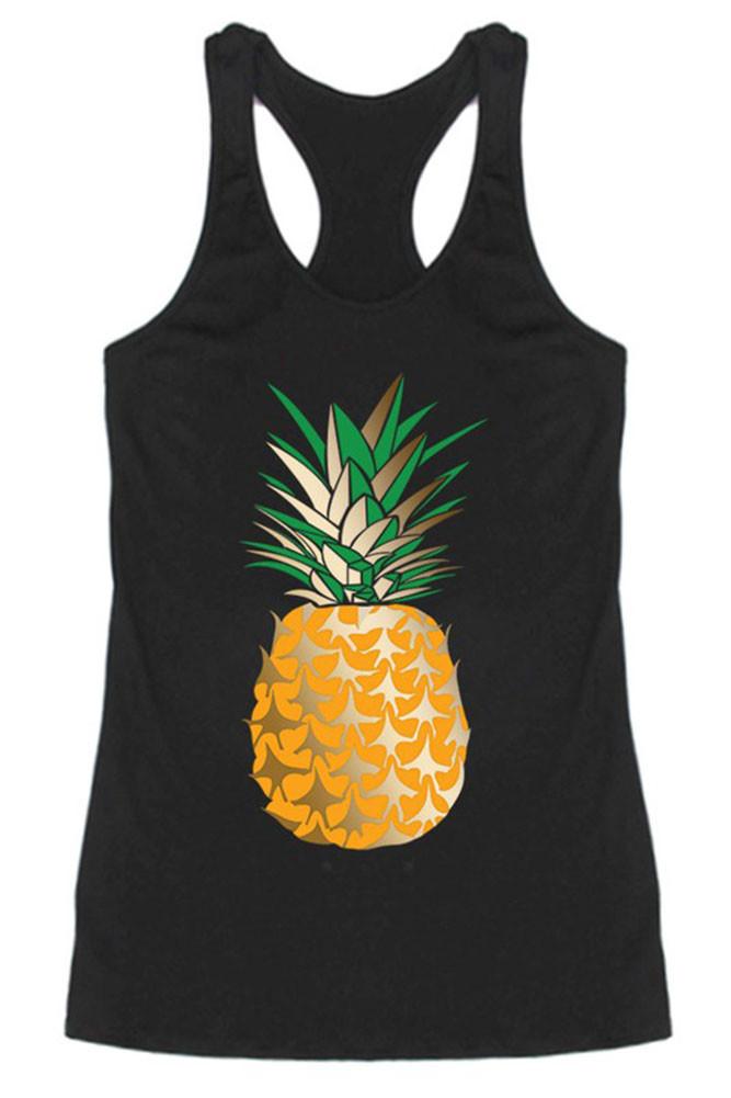 Niobe Clothing Gold Pineapple Racerback Tank Top - Tank Tops g_tanktops