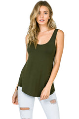 Emma's Closet High Low Asymmetric Side Hem Scoop Neck Tank Top - Tops