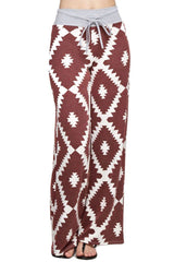 12Pm Mon Ami Aztec Print Casual Lounge Pants in Burgundy - pants