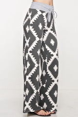 12Pm Mon Ami Aztec Print Casual Lounge Pants in Charcoal - pants