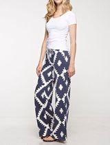 12Pm Mon Ami Aztec Print Casual Lounge Pants in Charcoal - pants