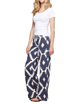 12Pm Mon Ami Aztec Print Casual Lounge Pants in Navy - pants