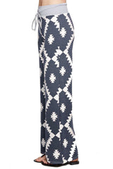 12Pm Mon Ami Aztec Print Casual Lounge Pants in Navy - pants