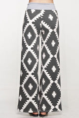 12Pm Mon Ami Aztec Print Casual Lounge Pants in Charcoal - pants
