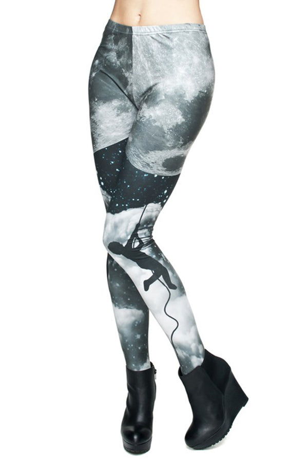 Climb for the Moon Digital Print Leggings leggings- Niobe Clothing