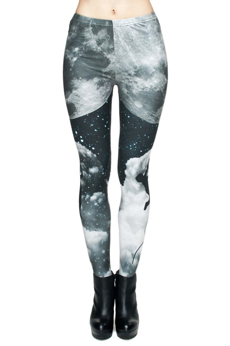 Climb for the Moon Digital Print Leggings leggings- Niobe Clothing