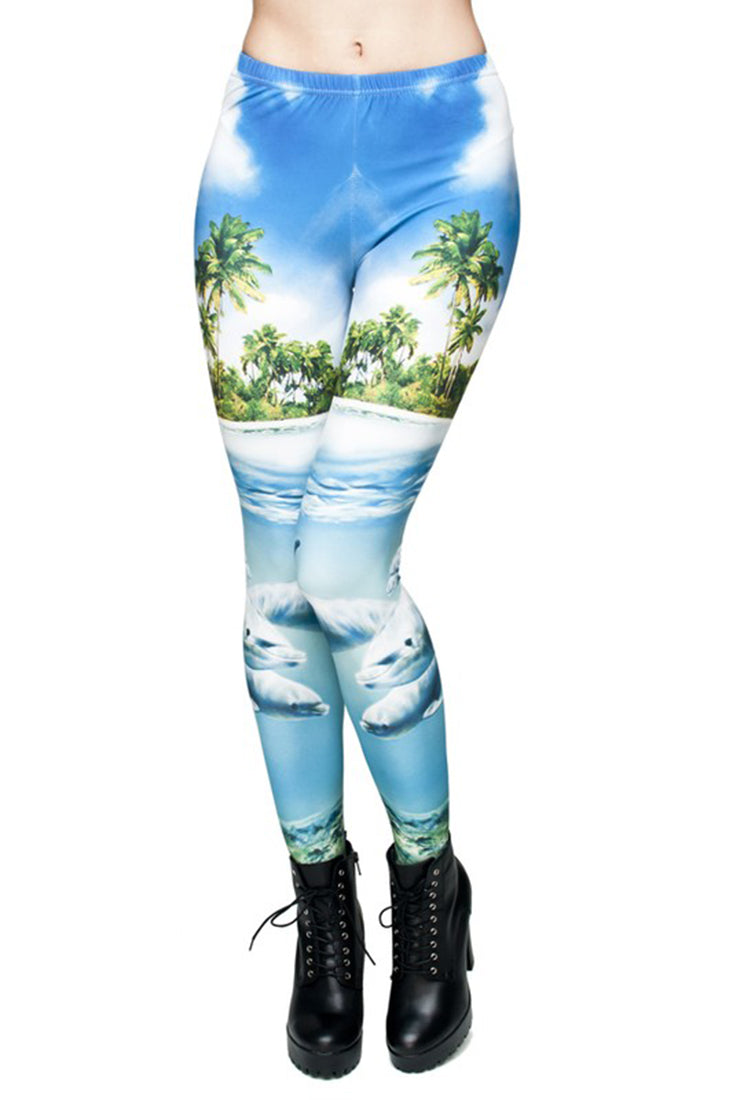 Island Dolphins Digital Print Leggings – Niobe Clothing