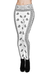Niobe Clothing White Bandana Digital Print Leggings - leggings