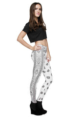 Niobe Clothing White Bandana Digital Print Leggings - leggings