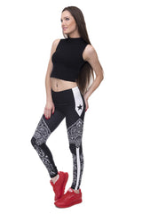 Niobe Clothing Black Star Bandana Digital Print Leggings - leggings