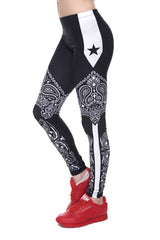 Niobe Clothing Black Star Bandana Digital Print Leggings - leggings