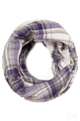 Niobe Clothing Navy/White Plaid Design Infinity Loop Scarf - Scarves