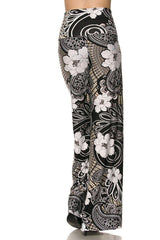 Niobe Clothing High Waist Fold Over Wide Leg Gaucho Palazzo Pants (Solar Eclipse) - pants