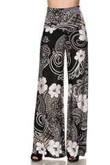 Niobe Clothing High Waist Fold Over Wide Leg Gaucho Palazzo Pants (Solar Eclipse) - pants