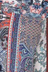 Niobe Clothing High Waist Fold Over Wide Leg Palazzo Pants (Red Blue Paisley) - pants