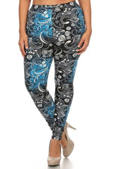 Niobe Clothing Sea Lily Design Plus Size Leggings - leggings