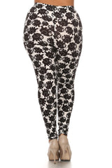 Niobe Clothing Black White Elephants Design Plus Size Leggings - leggings