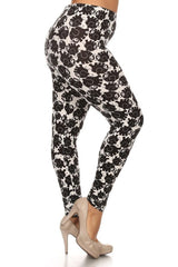 Niobe Clothing Black White Elephants Design Plus Size Leggings - leggings