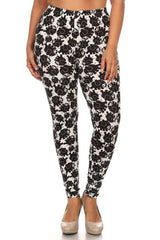 Niobe Clothing Black White Elephants Design Plus Size Leggings - leggings