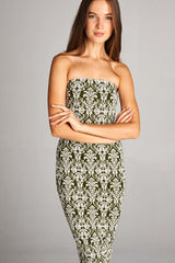 DNA Green Baroque Strapless Bodycon Mini Tube Dress - dress