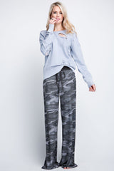 12Pm Mon Ami Grey Camo Casual Lounge Pants - pants