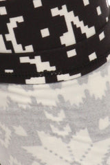 Niobe Clothing Black White Reindeers Graphic Print Lined Leggings - leggings