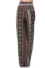 Niobe Clothing High Waist Foldover Boho Palazzo Pants (Black Mocha) - pants