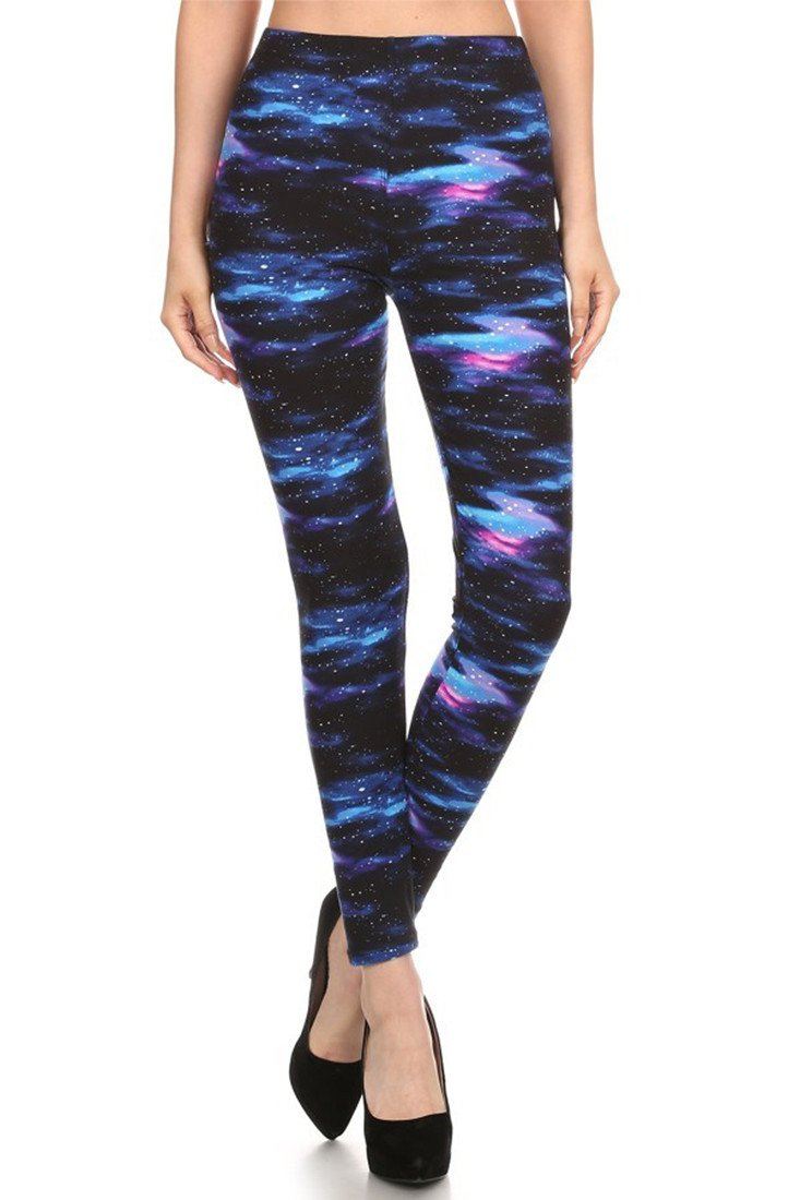 Niobe Clothing Milky Way Galaxy Graphic Print Lined Leggings - Leggings p_leggings