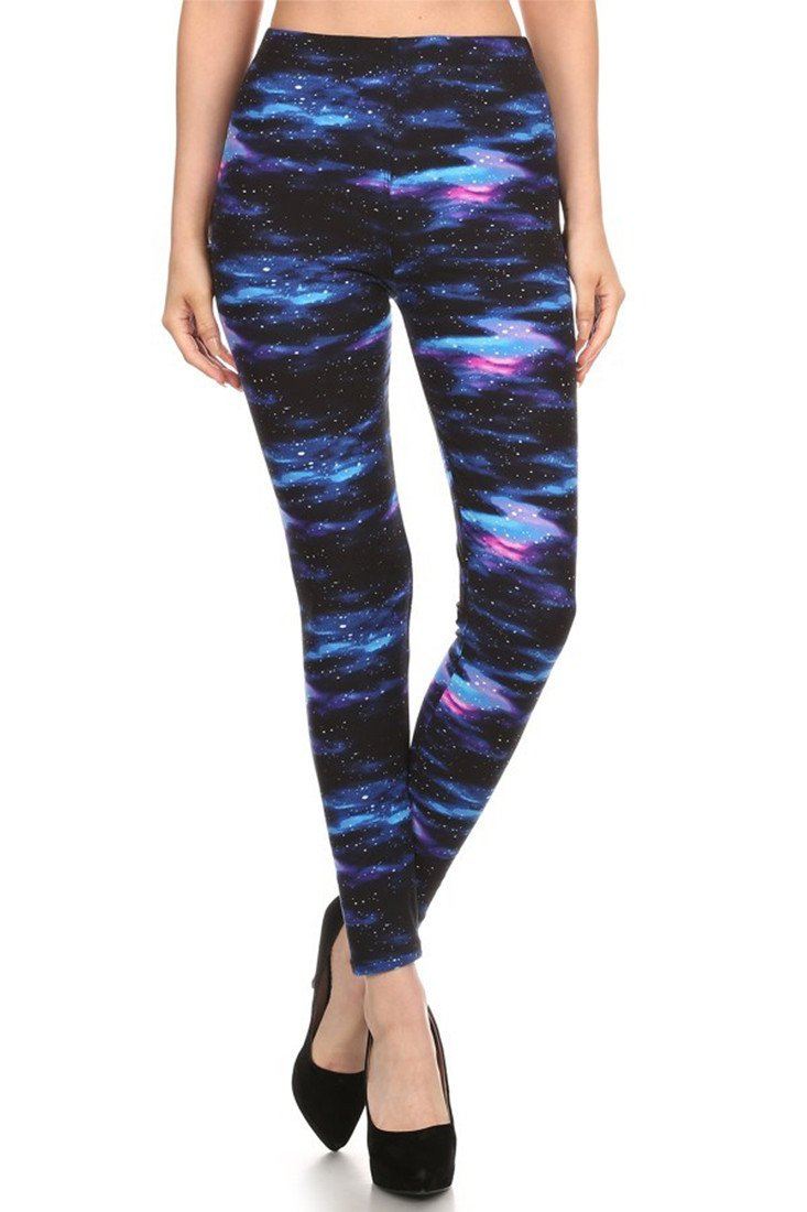 Milky Way Galaxy Graphic Print Lined Leggings leggings- Niobe Clothing