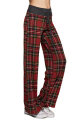 12Pm Mon Ami Red Plaid Casual Lounge Pants - pants