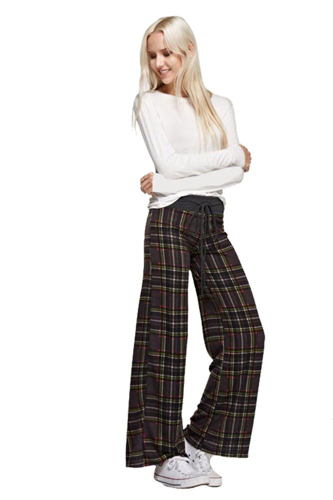 12Pm Mon Ami Charcoal Plaid Casual Lounge Pants - f_bottoms