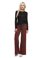 12Pm Mon Ami Red Plaid Casual Lounge Pants - pants