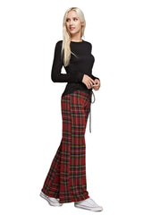 12Pm Mon Ami Red Plaid Casual Lounge Pants - pants