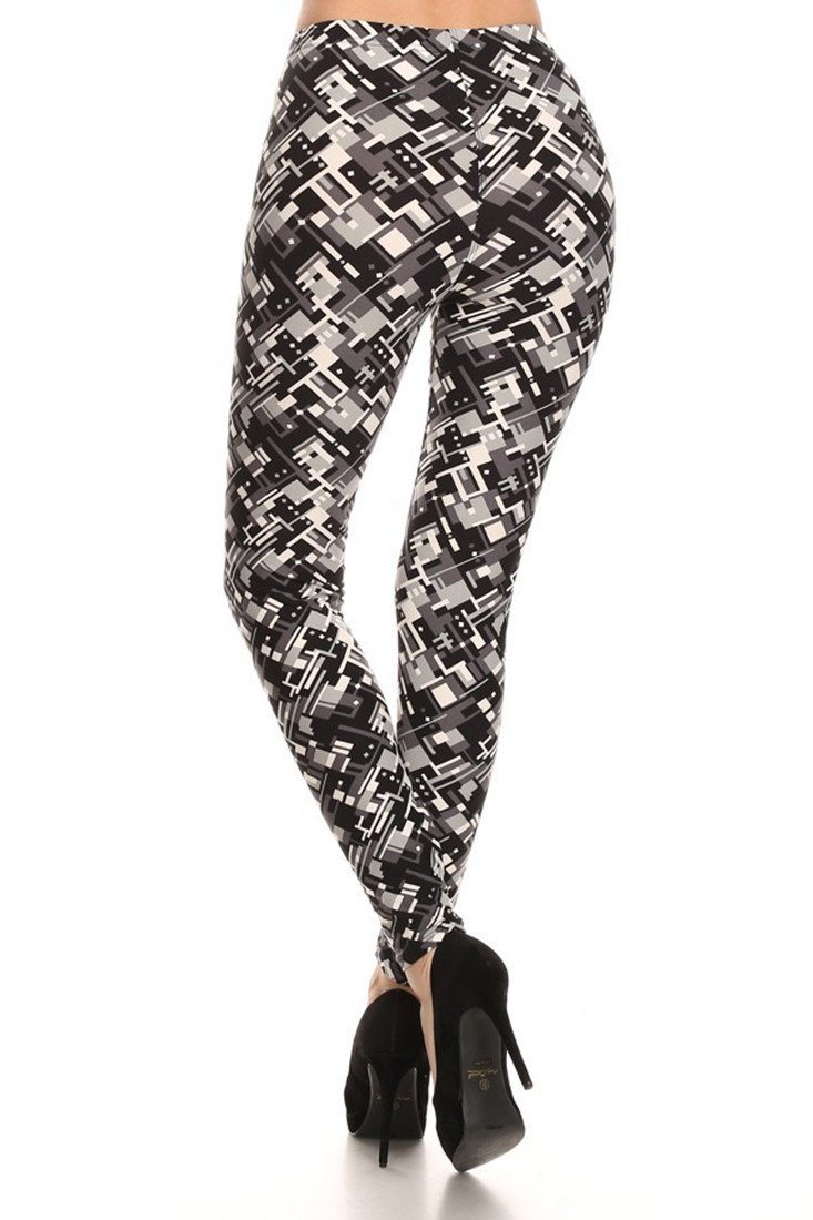 Niobe Clothing Black Abstraction Graphic Print Lined Leggings - Leggings leggings