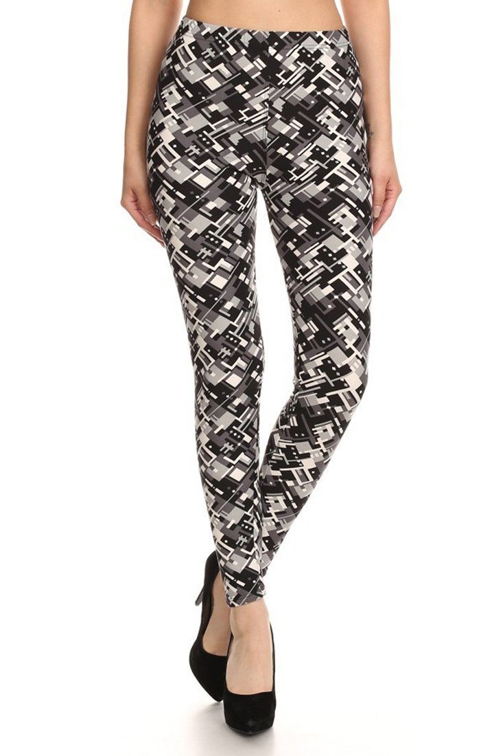 Niobe Clothing Black Abstraction Graphic Print Lined Leggings - Leggings leggings