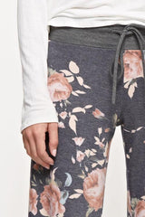 12Pm Mon Ami Rose Floral Print Casual Lounge Pants - pants