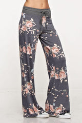 12Pm Mon Ami Rose Floral Print Casual Lounge Pants - pants