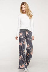 12Pm Mon Ami Rose Floral Print Casual Lounge Pants - pants