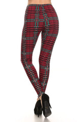 Red Green Pixel Design Leggings leggings- Niobe Clothing