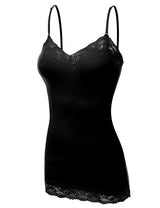 Niobe Clothing Basic Solid Lace Trim Cami Tank Slip - Tops