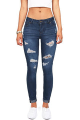 Wax Distressed Slim Fit Stretchy Skinny Jeans - pants