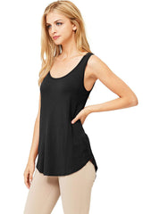 Emma's Closet High Low Asymmetric Side Hem Scoop Neck Tank Top - Tops