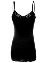Niobe Clothing Basic Solid Lace Trim Cami Tank Slip - Tops